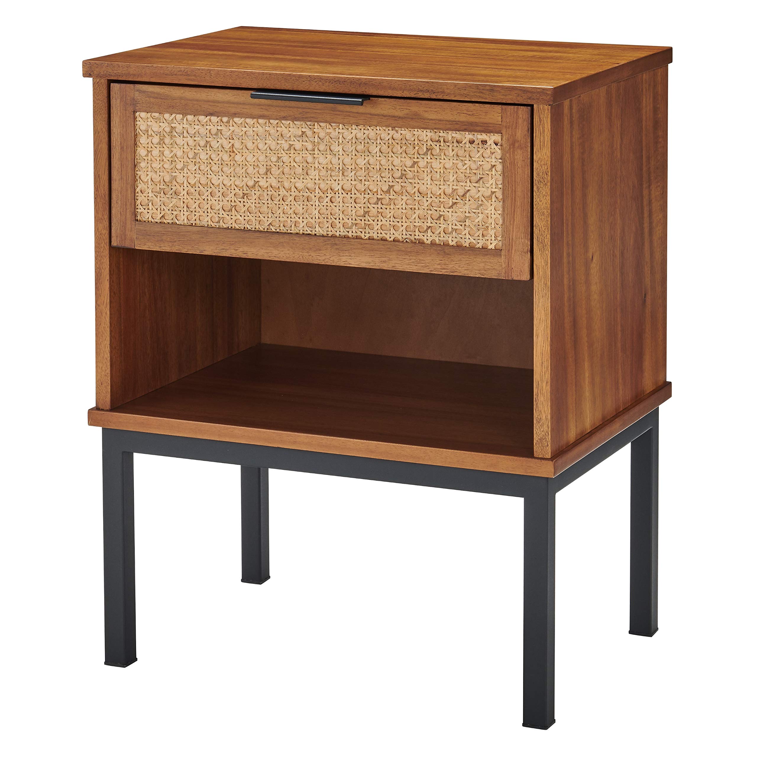 New Pacific Direct Caine 20" Rattan Woven Nightstand In Brown/Black